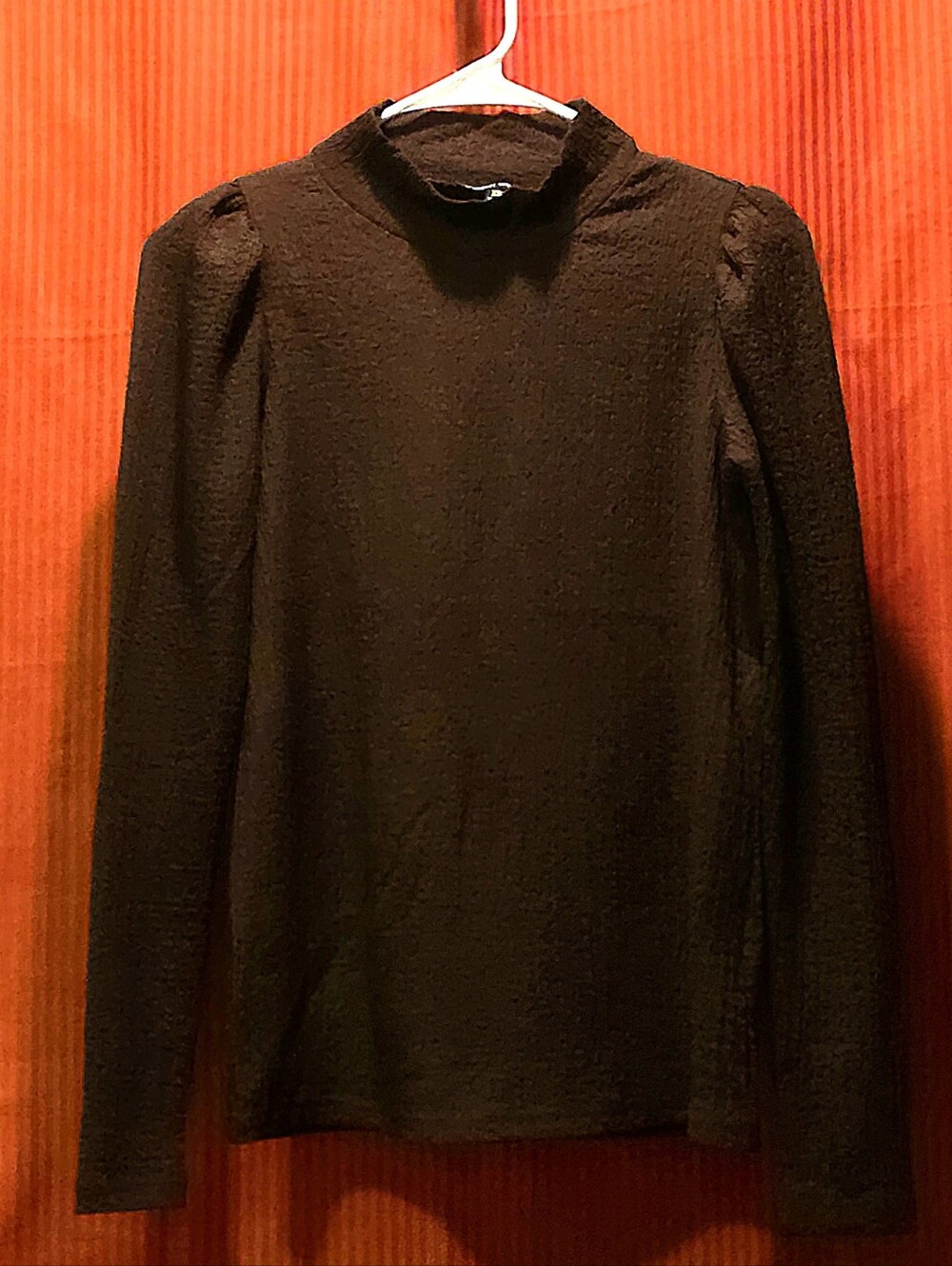 Women's Brown Long-Sleeve Mock Neck Top